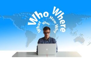 Man asking questions on computer