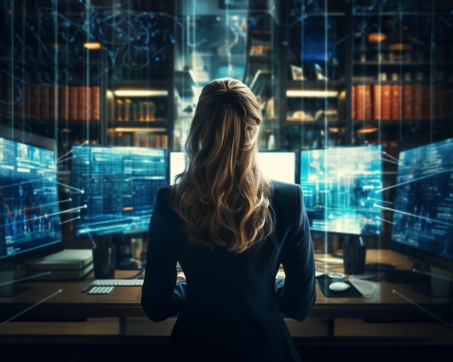 Woman looking at Hosting servers and Computers